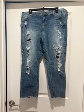 torrid Distressed Light Blue Boyfriend Jeans